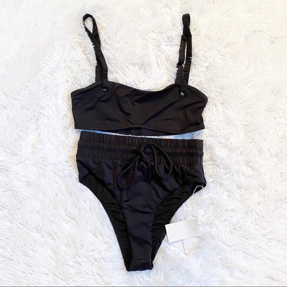 GOOD AMERICAN BIKINI SET SHAPELIFTER TANK BRA TOP WAIST FRAMER BOTTOM BLACK